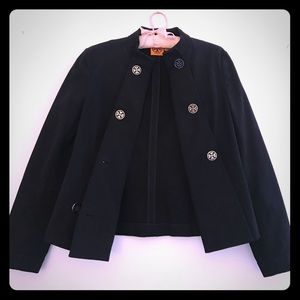 Tory Burch Black Cotton Faille Military Jacket